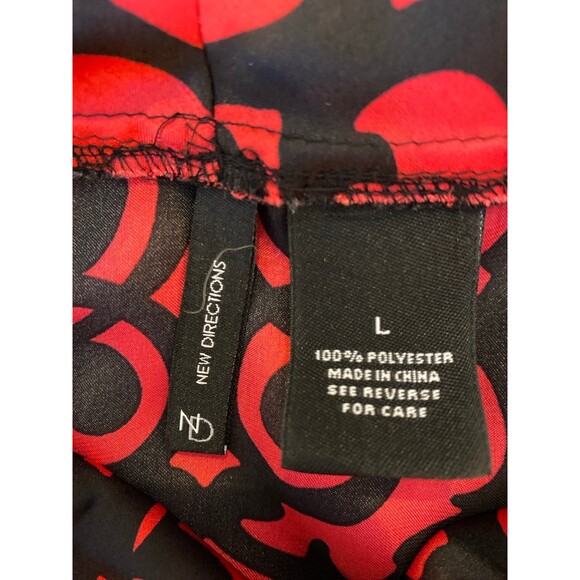 New Directions Blouse Size Large Top Gorgeous Red & Black Pattern Sleeveless - Picture 6 of 9